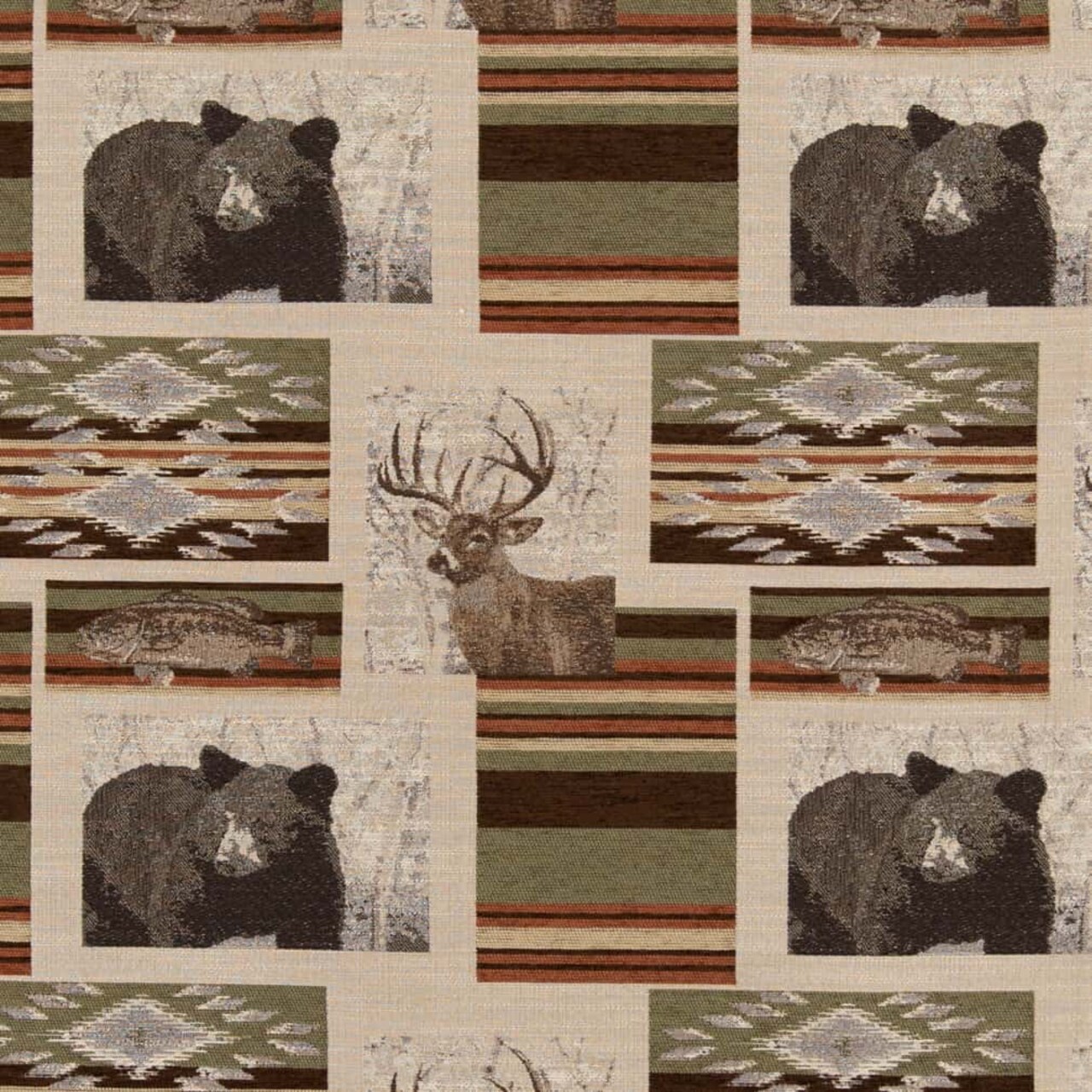 Sedona Sage - Green,Orange & Rust Novelty Upholstery Fabric 54 Inches"